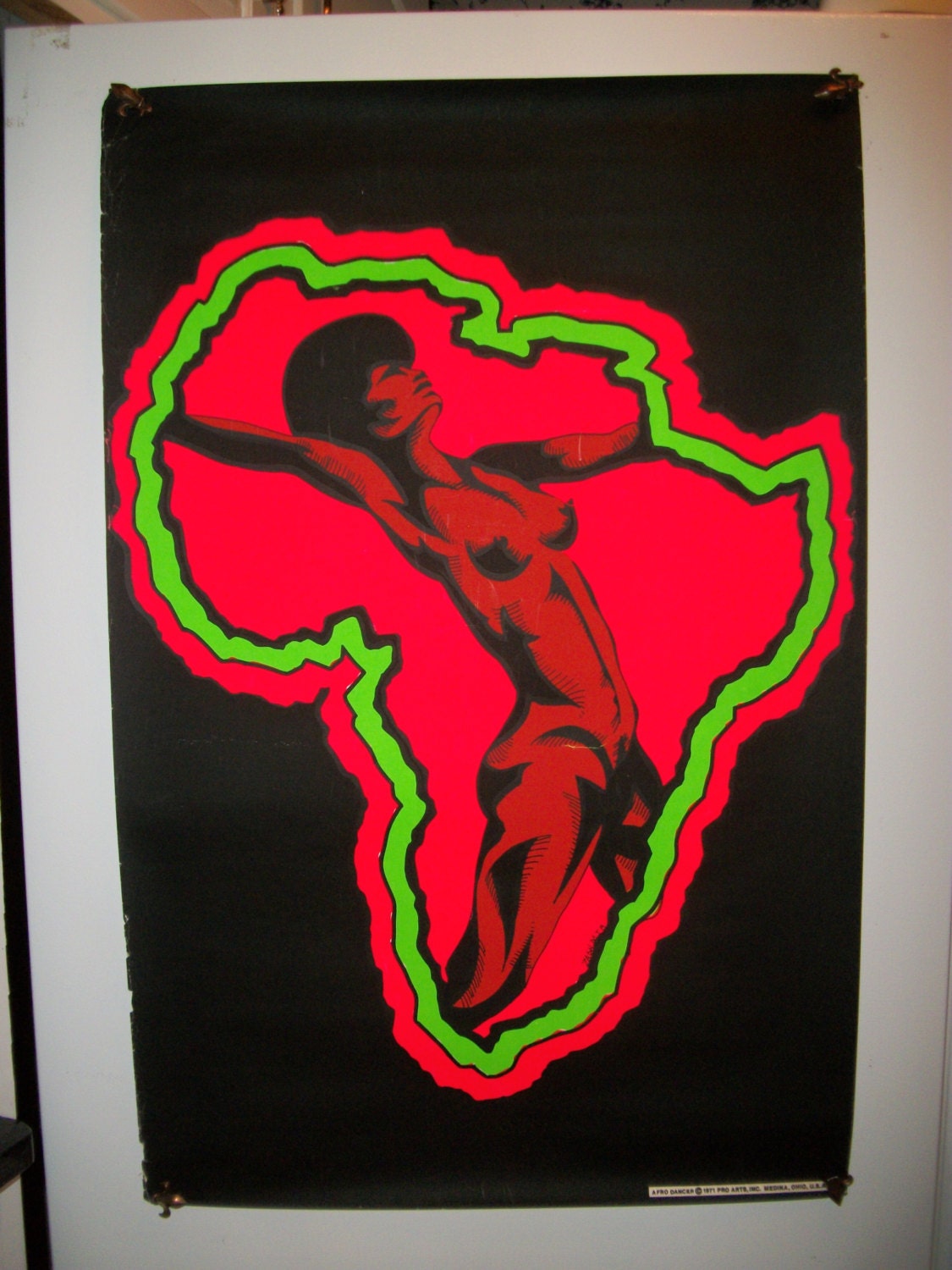 Original Rare "Afro Dancer" Mature Blacklight Vintage Poster