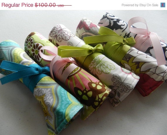 25% OFF Memorial Day Sale Bridesmaid Gift/Favor for Bridal Party of 5 Travel Jewelry Roll Organizers