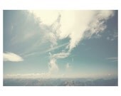 mountain sky photo print - whimsical fine art landscape photography, clouds, blue, green, explore, adventure, dream - 10x8