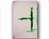 Large Abstract Painting Minimalist Art Original Painting on Canvas White & Iridescent Green Painting Contemporary 36" By Heather Day