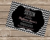 Modern Sweet 16 Birthday Invitation (Printable Digital File) Il_170x135
