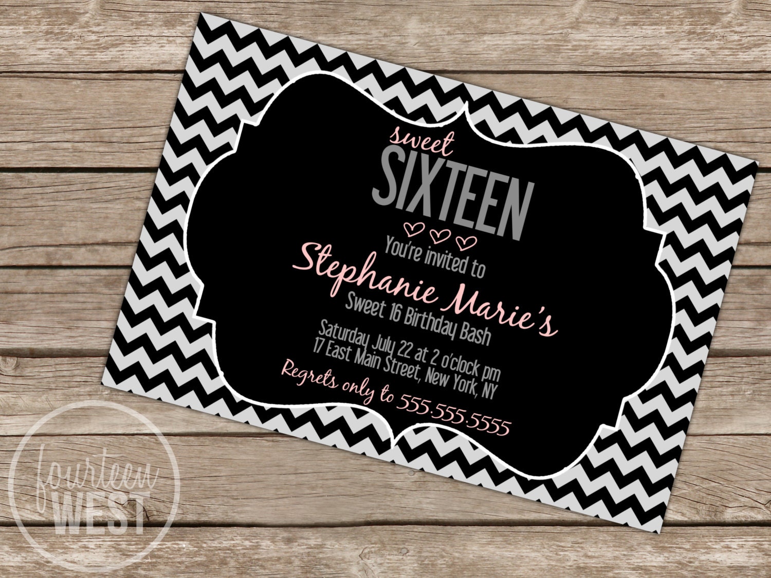 Modern Sweet 16 Birthday Invitation (Printable Digital File) Il_570xn