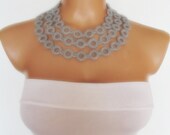hand crochet infinity loop circle scarf necklace christmas gift for her grey