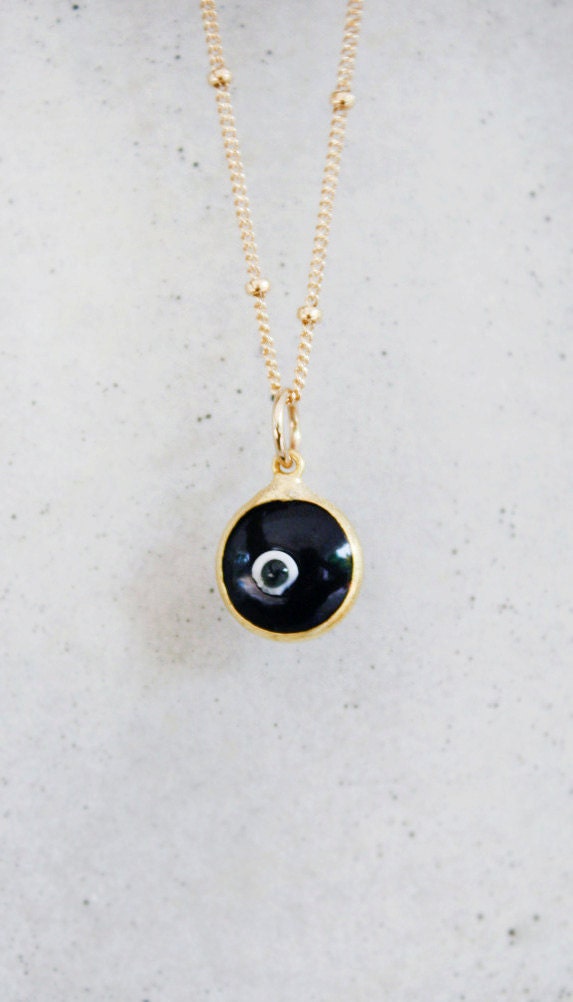 BLACK evil eye necklace