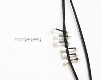 Sweater black and white silver pin - unique handmade silver jewelry - contemporary jewelry - black and white original silver pin.