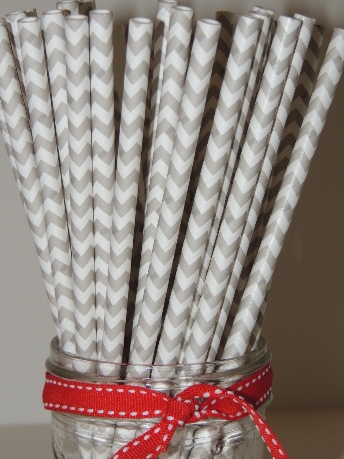 25 Grey Chevron Paper Straws,   Grey drinking straws  - Wedding, Baby Shower, Birthday, Chevron party Supplies Made In Usa