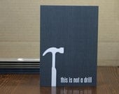 Fathers Day Greeting Card Funny Not a Drill Charcoal Gray Faux Bois Wood Grain Pattern