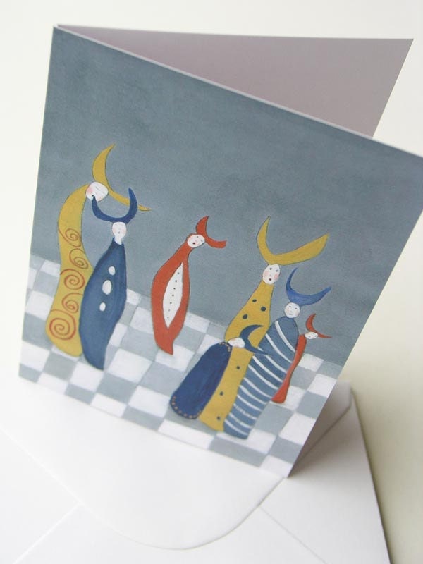 Blank greeting card A 6 size surreal illustration chess figures birthday card blank card fine art note card teacher appreciation card