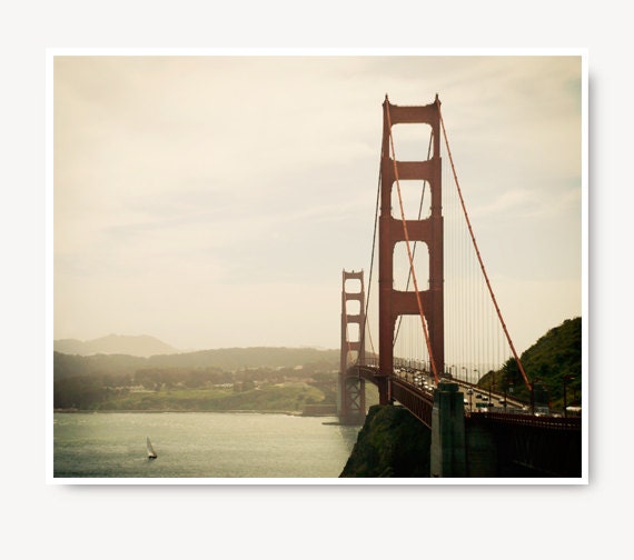 Golden Gate Bridge, San Francisco Photography, sailboat, California, art print, nature print, California Art, San Francisco Print