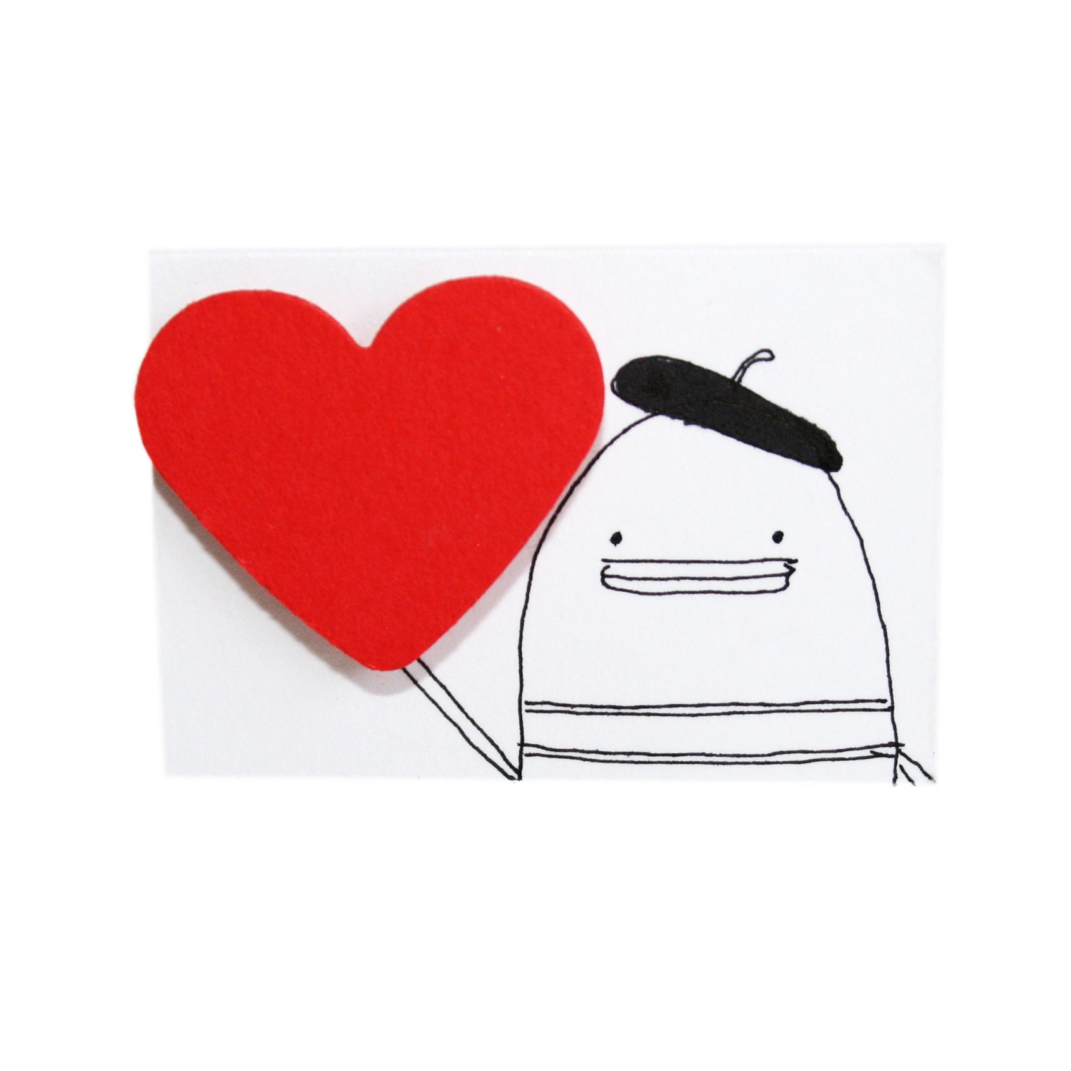 Miniature Greeting Card, Tiny Greeting Card & Envelope, Red Love Heart, I Love You Card, Ooh La La, French Poosac
