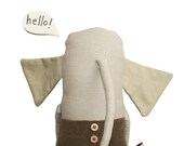 Elephant Stuffed Toy, Toy Elephant, Soft Toy Animal, Handmade Elephant, Softie, Plush Toy, Art Doll, Poosac, Brown, Grey
