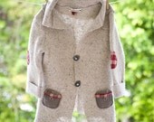 Lightweight Textured Gray / Green Kids Cardigan, Button Down Sweater, Boy or Girl, Whimsical and Fun Playwear, Spring Fashion, Classic Style