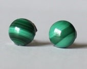 6mm Green Malachite Stone Cabochon studs, Surgical Steel Posts and Ear nuts (hypoallergenic)