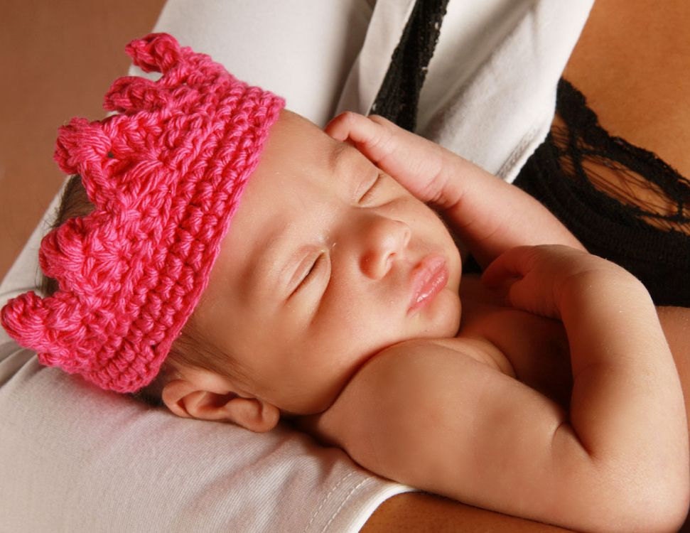 Crochet Crown, Newborn baby Crown, Pink Princess Royalty Tiara Crown crochet tiara photography prop