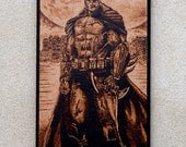 Batman woodburned art home decor