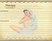 Bridal Shower Recipe Card 4x6, Printable Digital
