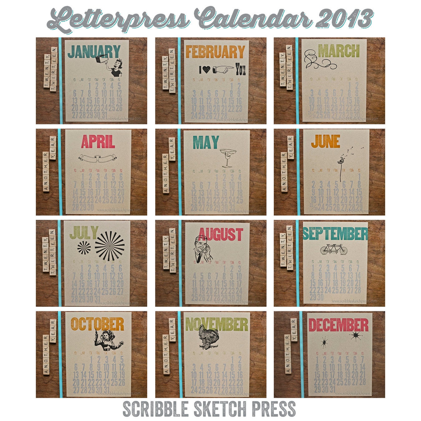 2013 Letterpress Wood Type Calendar
