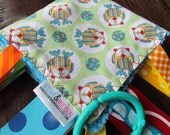Adorable Blue Owl Baby Sensory Blanket- Turquoise Minky- READY TO SHIP