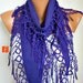 Purple Scarf - Pashmina Scarf - Cowl Scarf with Lace Edge - fatwoman
