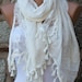 Creamy White Scarf - Lace Scarf -  Cowl Scarf  - fatwoman