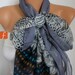 Gray Floral Big Bow Scarf - Shawl Scarf - Cowl Scarf - Spring Summer Scarf - fatwoman