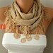 BIG SALE Camel Scarf  -  Pashmina Scarf  -  Cowl with Lace Edge - fatwoman