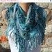 BIG SALE Blue Scarf - Cowl with Lace Edge - Fatwoman
