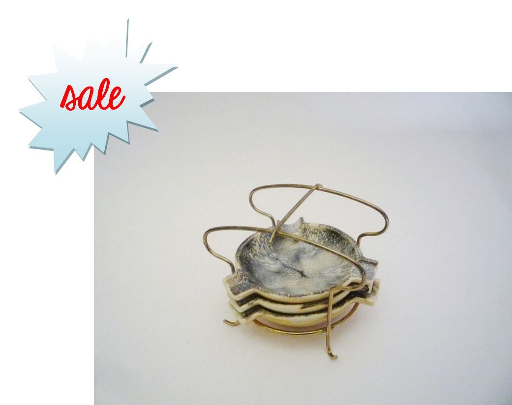 SALE Mid Century Set of Ashtrays with Display