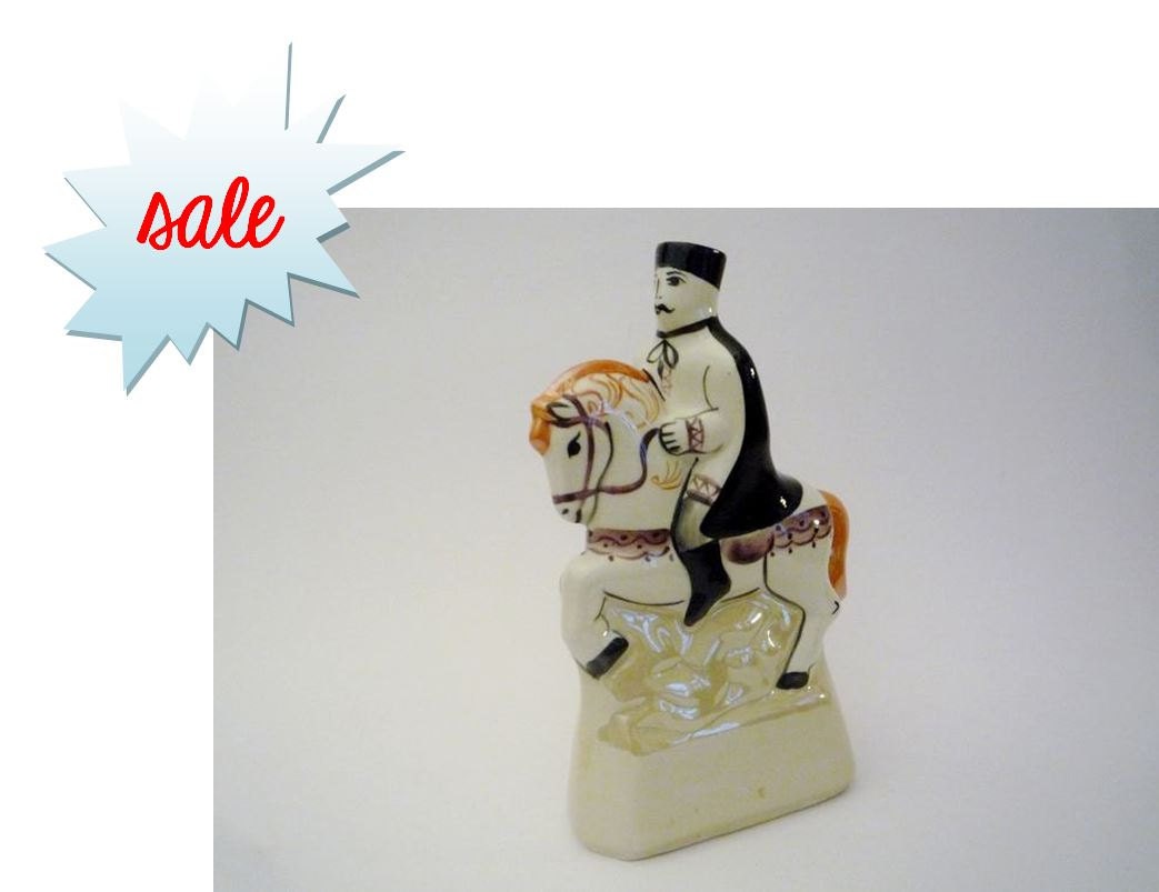 SALE Vintage Soviet Ceramic Bottle Handpainted