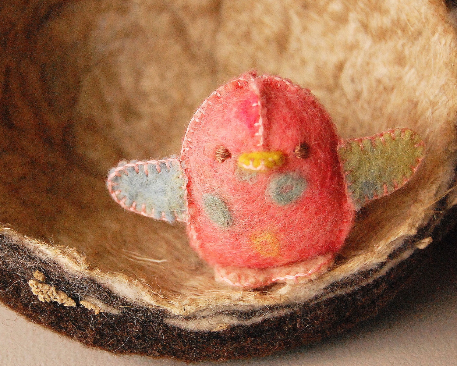 Pastel Colors Felted Baby Chicken Toy -- Handmade Felt Pure Wool Unique Baby Chicken -- For all Ages Cute Felt Toy