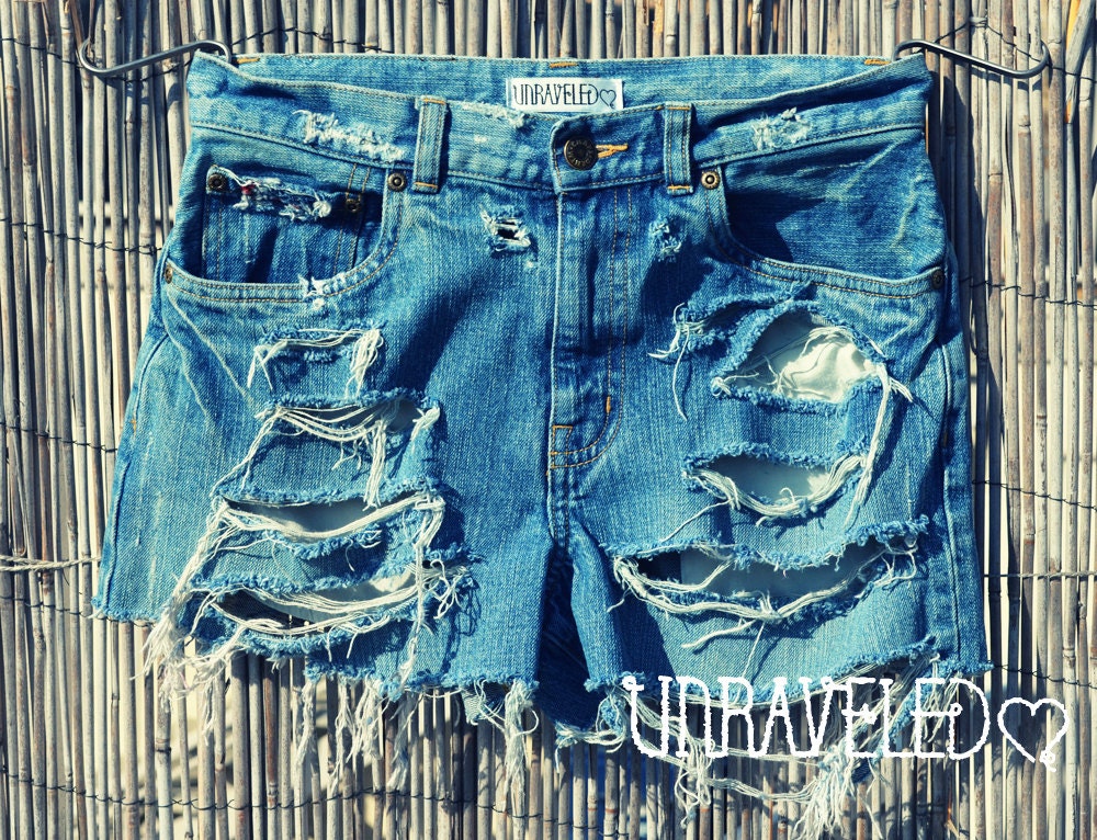 High Waisted Denim Shorts (SMALL)