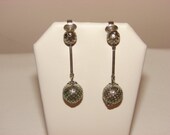Vintage Silver Dangle Ball Earrings, Go Go Dancer Disco Earrings, 1960s Drop Earrings