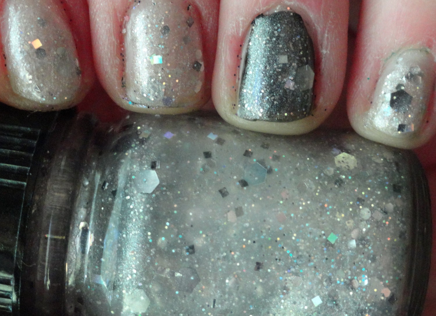 Mordecai the Great Indie Franken Nail Polish Silver Gunmetal Holographic Glitter