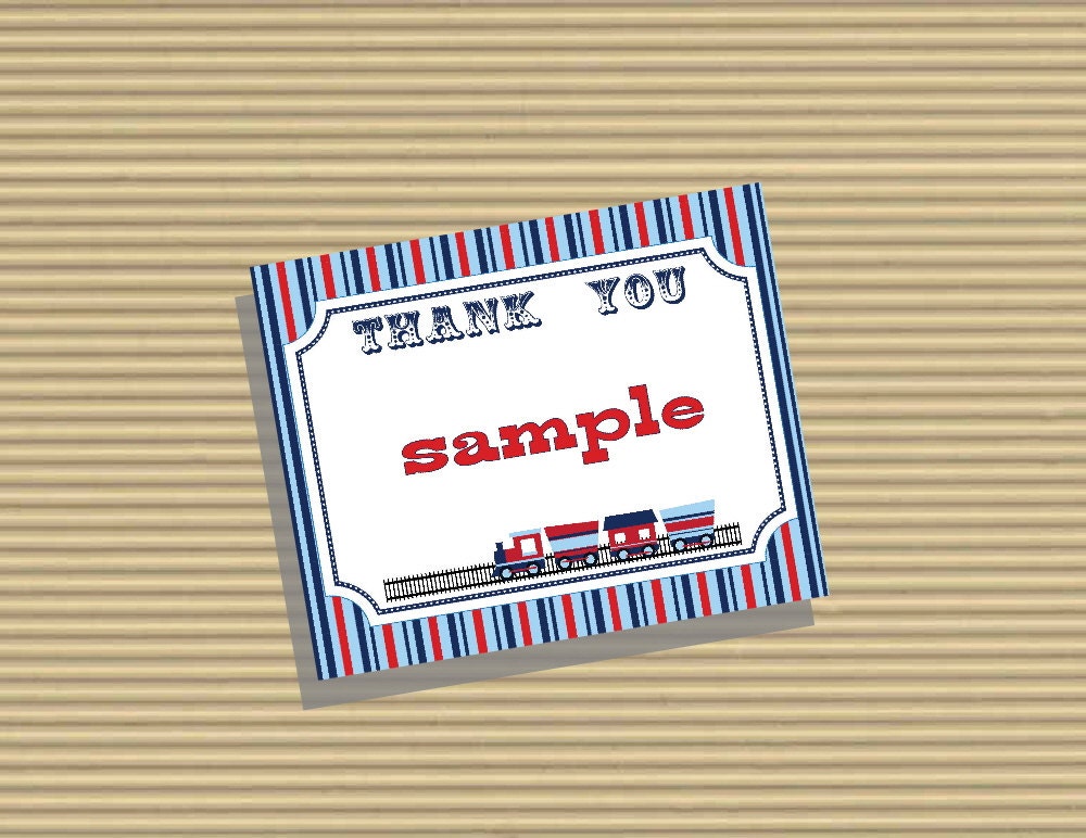 Train Themed Birthday Party Thank You Note- Train Ticket - DIY- Print at Home Il_570xn