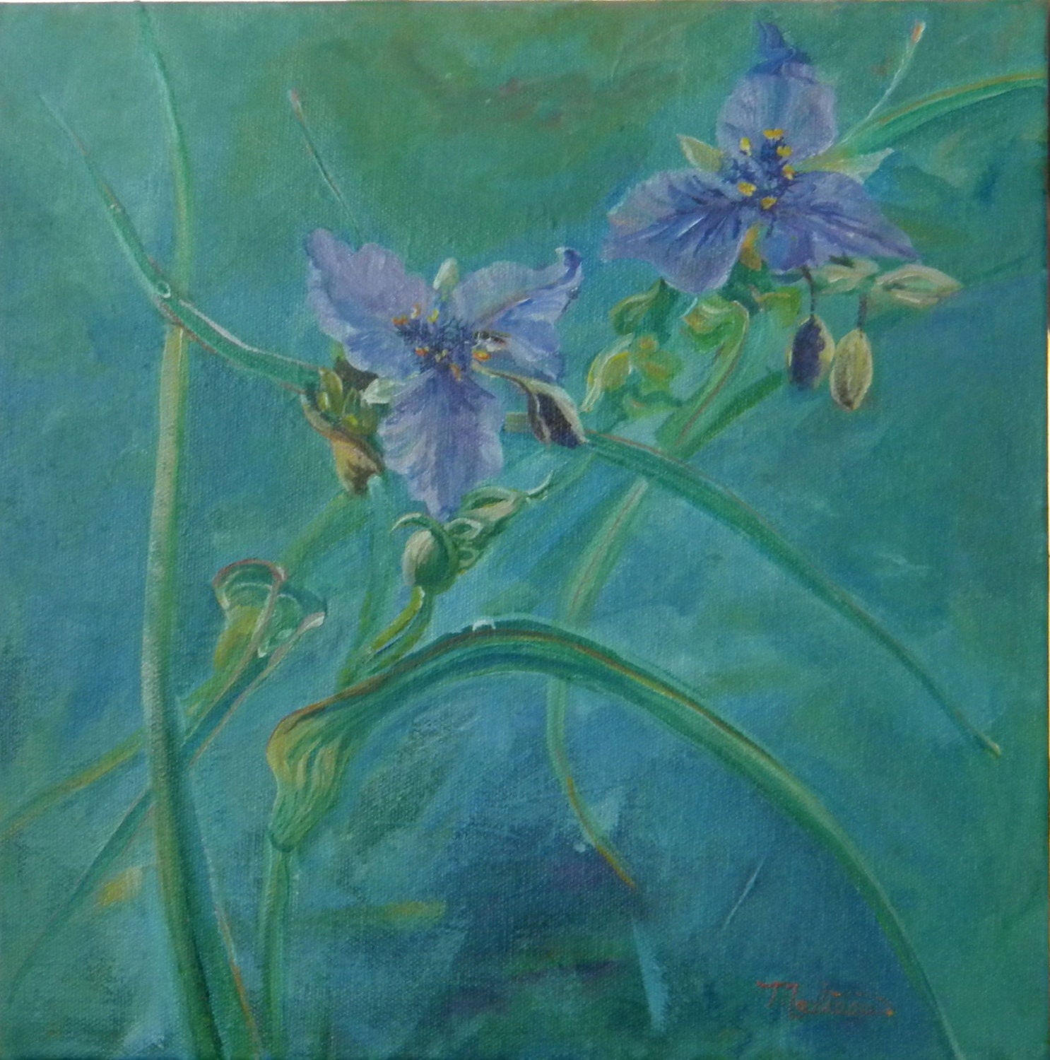 Blue Wildflower Painting