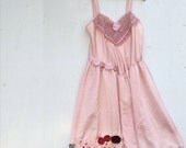 SALE spring boho pink rustic rose silk beading fashion prairie girl kateblossom rehearsal dinner slip dress
