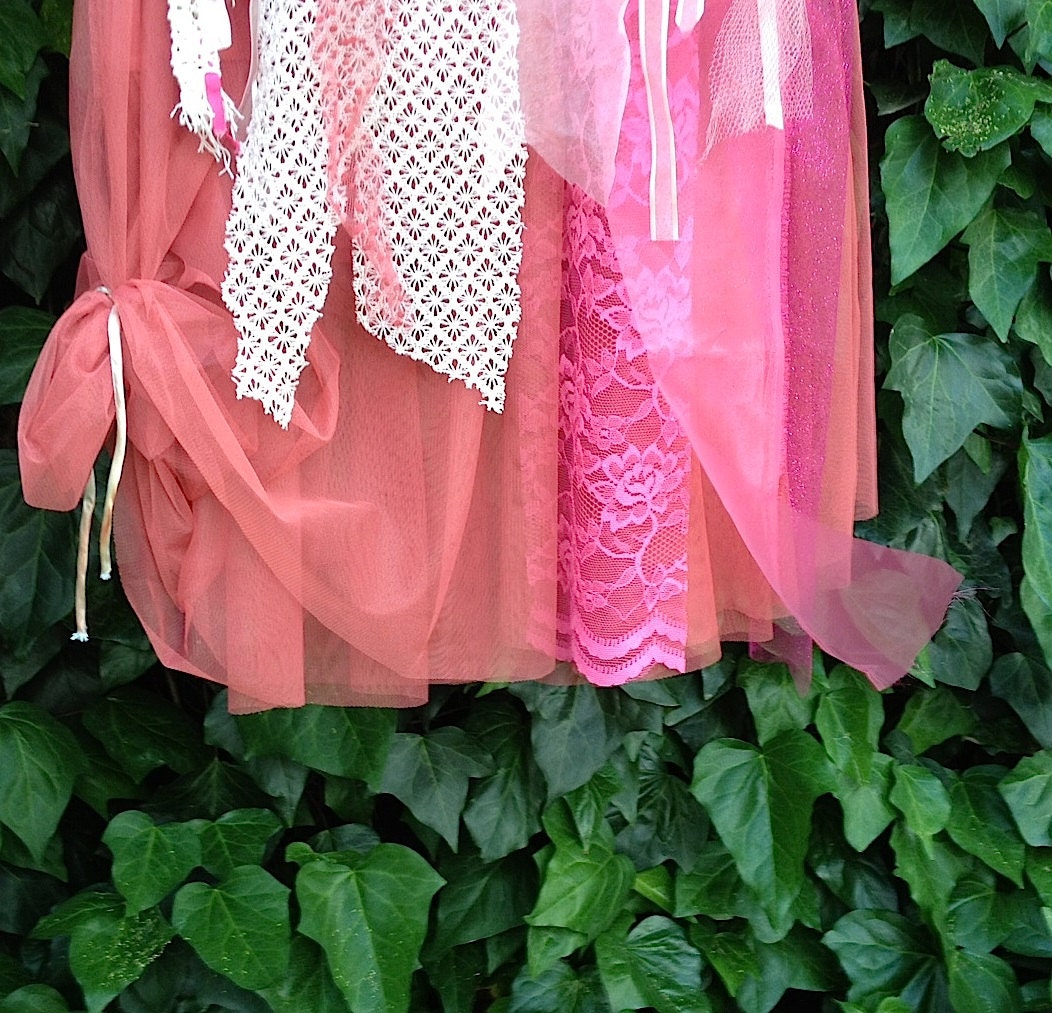 gypsy pink summer frou frou dance sing ecru tulle ladies boho lace Prairie Shabby fairy eco party skirt