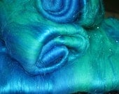 Batt Merino Bamboo Sari Silk Angelina Repeatable Colorway 1.57 oz 43g Ready to Ship International - Sea Nymph