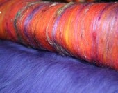 Batt Merino Bamboo Pulled Sari Silk Angelina Repeatable Colorway 1.46 oz 42g Ready to Ship International - Aztec