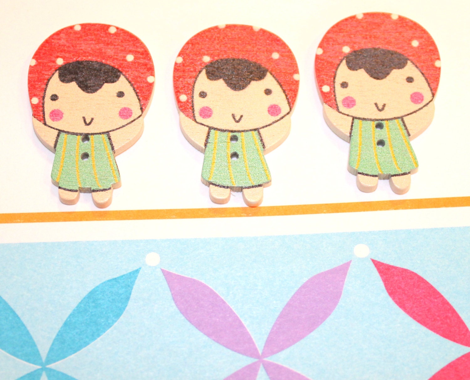 Buttons, Wooden Buttons, Girlie Girl, Craft Buttons