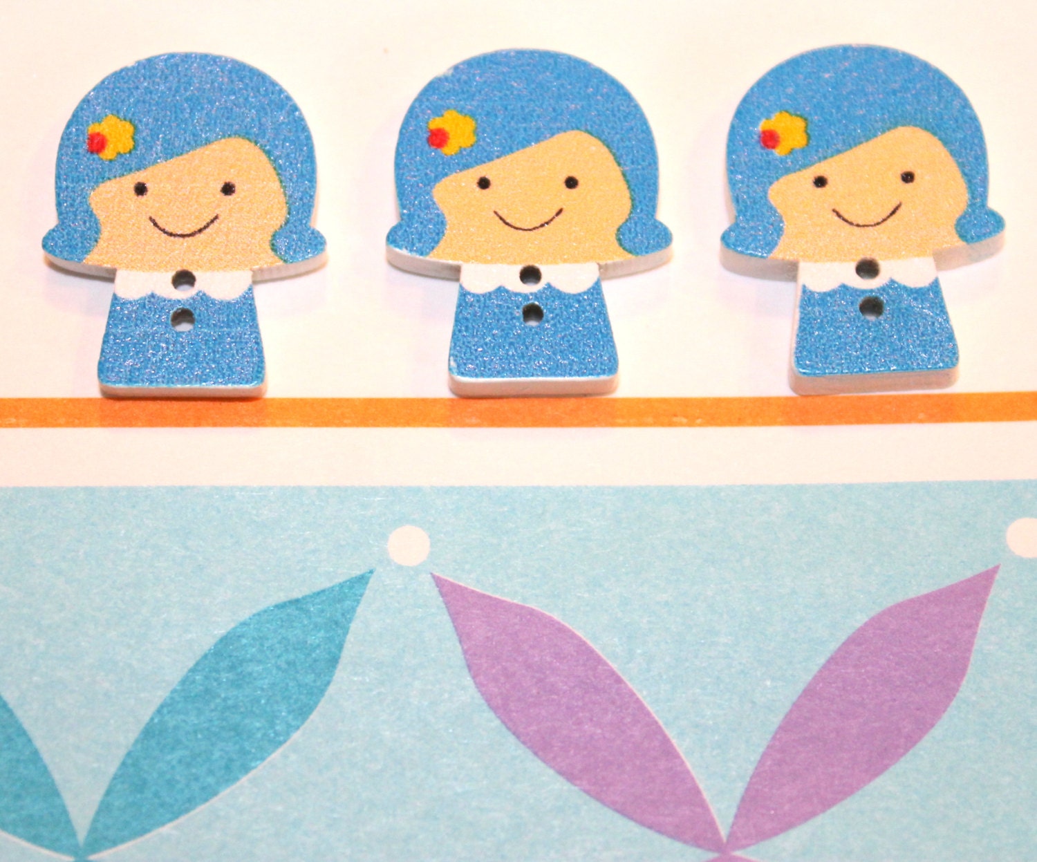 Buttons, Wooden Buttons, Girlie Girl, Craft Buttons