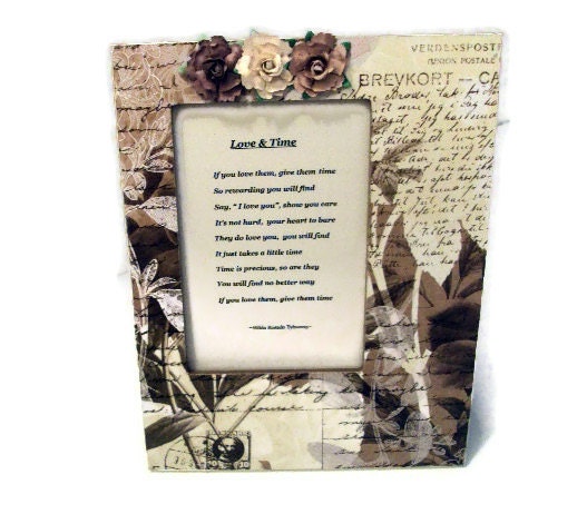 Inspirational Art  Print Love and Time Poem in Cream & Beige Frame