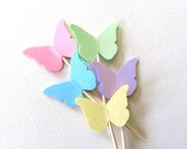 24 Pastel Butterfly Cupcake Toppers, Party Decor, Spring, Summer, Weddings, Showers, Birthdays