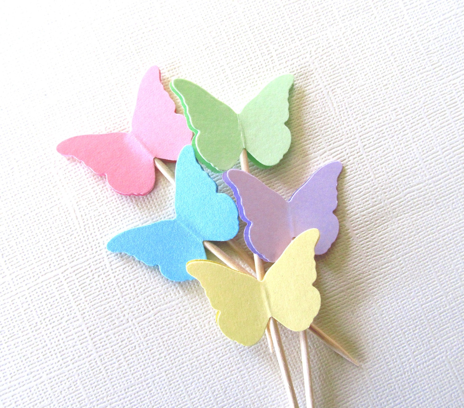 24 Pastel Butterfly Cupcake Toppers, Party Decor, Spring, Summer, Weddings, Showers, Birthdays