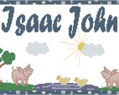 Baby Boy or Girl Cross Stitch Pattern Country Scene Pigs, Pond Ducks, Tree Personalized