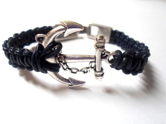 Nautical Anchor Bracelet with a Silver Pull Clasp Navy Ship Bracelet Nautical Bracelet