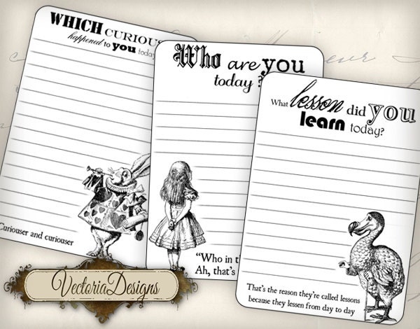 Printable Alice in Wonderland Journaling Cards economic Shabby Chic gift tags digital Collage Sheet 394