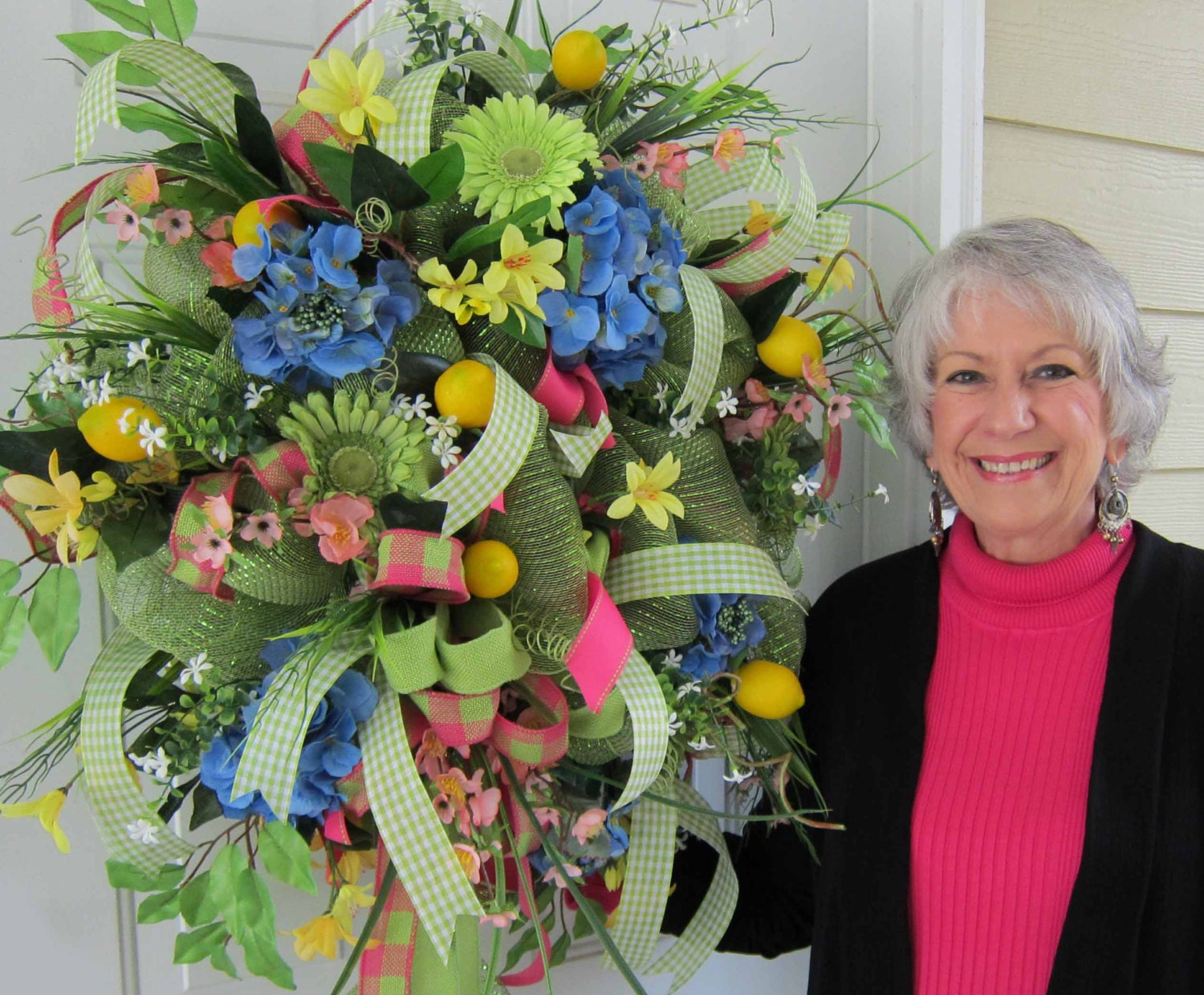 Deco Mesh Spring Springtime Wreath.  Yes, This is the Subject of My Latest Deco Mesh Video