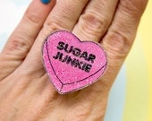 Sugar Junkie Conversation Heart Ring