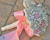 FULL PRICE (not a deposit) - MEDIUM Pink Crystal Brooch Bouquet - by Blue Petyl - Bridal Bouquet - Wedding Bouquet